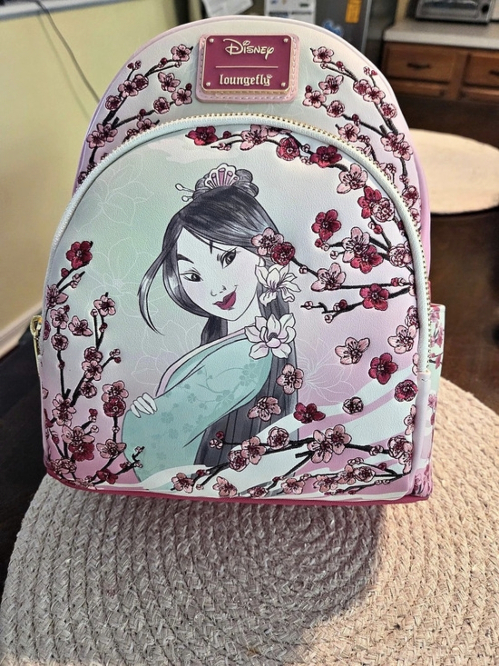 Disney Mulan Loungefly backpack Floral Backpack in Pink & Green NWT
